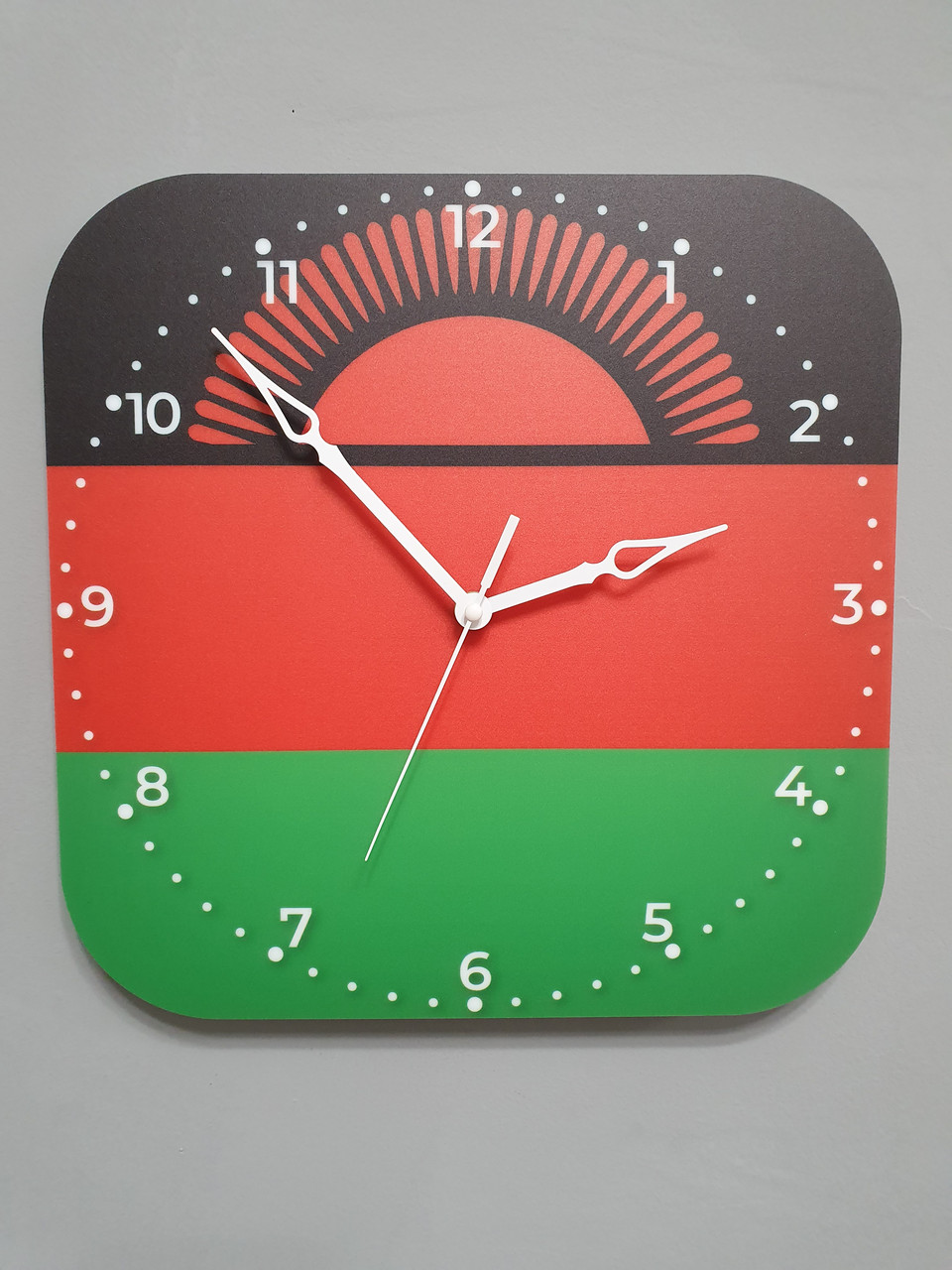 Настінний годинник прапор Малаві, подарунок малавійцю, малавійський декор