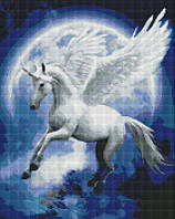 Алмазна мозаїка вишивка Пегас єдиноріг коні ангели місяць на підрамнику повна викладка 5d 40х50 см
