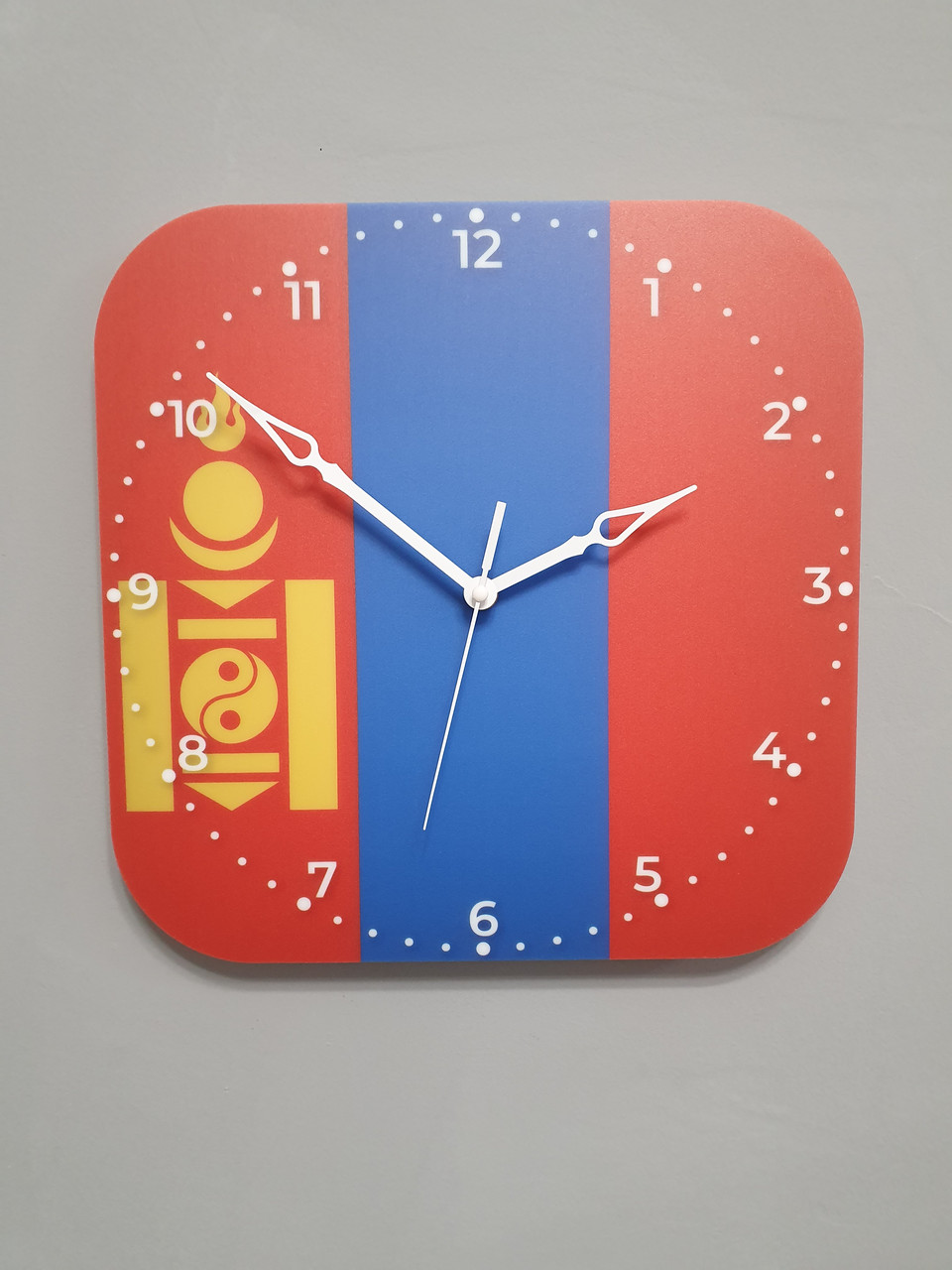 Настінний годинник прапор Монголії, подарунок монголу, монгольський декор