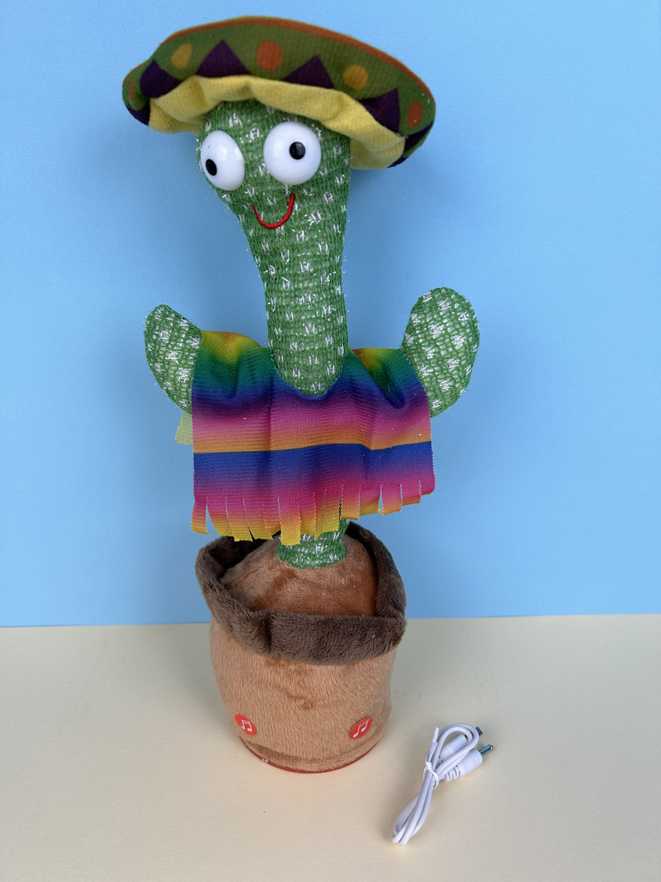 Танцюючий кактус у горщику з підсвічуванням і функцією повторення, зелений