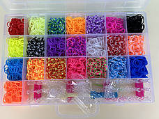 Гумки для плетіння браслетів з гачком 4400шт, 22 кольори "Band Accessory Case" в боксі, різнокольоровий, фото 3
