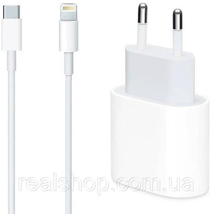 Комплект: Адаптер живлення Cable USB-C to Lightning для Apple 20W USB-C 2in1 iPhone 12 Pro Max MHJ83ZM/A A2347, фото 1