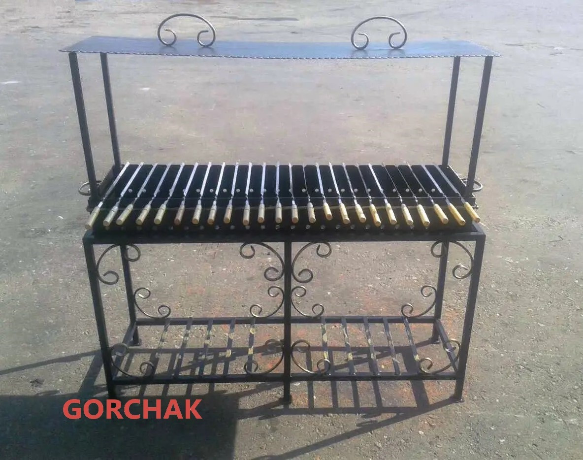 Мангал садовый на 24 шампура (жаровня + стойка прямоугольная + крышка ...