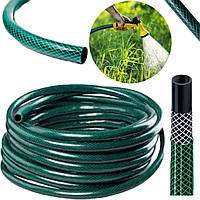 Армированный шланг поливочный трехслойный Метеор Дощ 3/4"-20 мм зеленый для полива сада огорода 20 метров