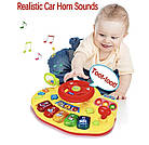 Музична іграшка дитяче музичне кермо жовте для малюків, фото 3