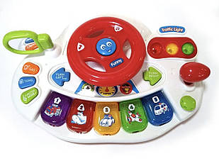 Музична іграшка дитяче музичне кермо біле для малюків