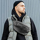 Сумка-бананка Profi з гладкої якісної чорної екошкіри flotar для молоді поясна сумка, фото 9