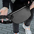 Сумка-бананка Profi з гладкої якісної чорної екошкіри flotar для молоді поясна сумка, фото 5