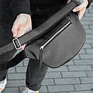 Сумка-бананка Profi з гладкої якісної чорної екошкіри flotar для молоді поясна сумка, фото 4