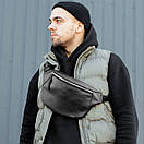 Сумка-бананка Profi з гладкої якісної чорної екошкіри flotar для молоді поясна сумка, фото 8