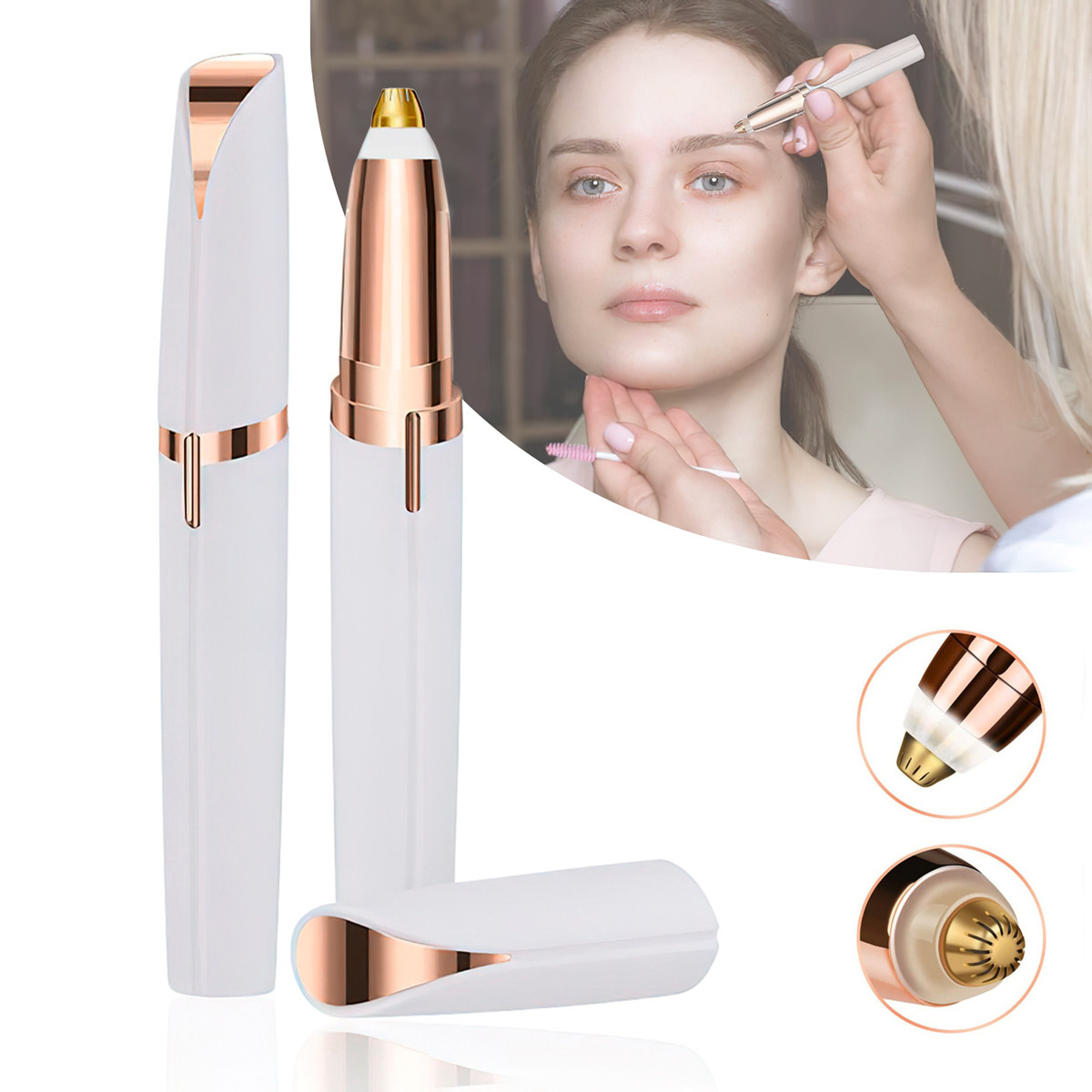 Тример жіночий для брів FLAWLESS білий — епілятор для обличчя жіночий | тример для зайвої (ST), фото 1