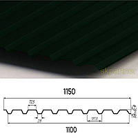 Профнастил С-20 0.45 мм с матовым покрытием Ral 6020 мат (темно-зеленый)