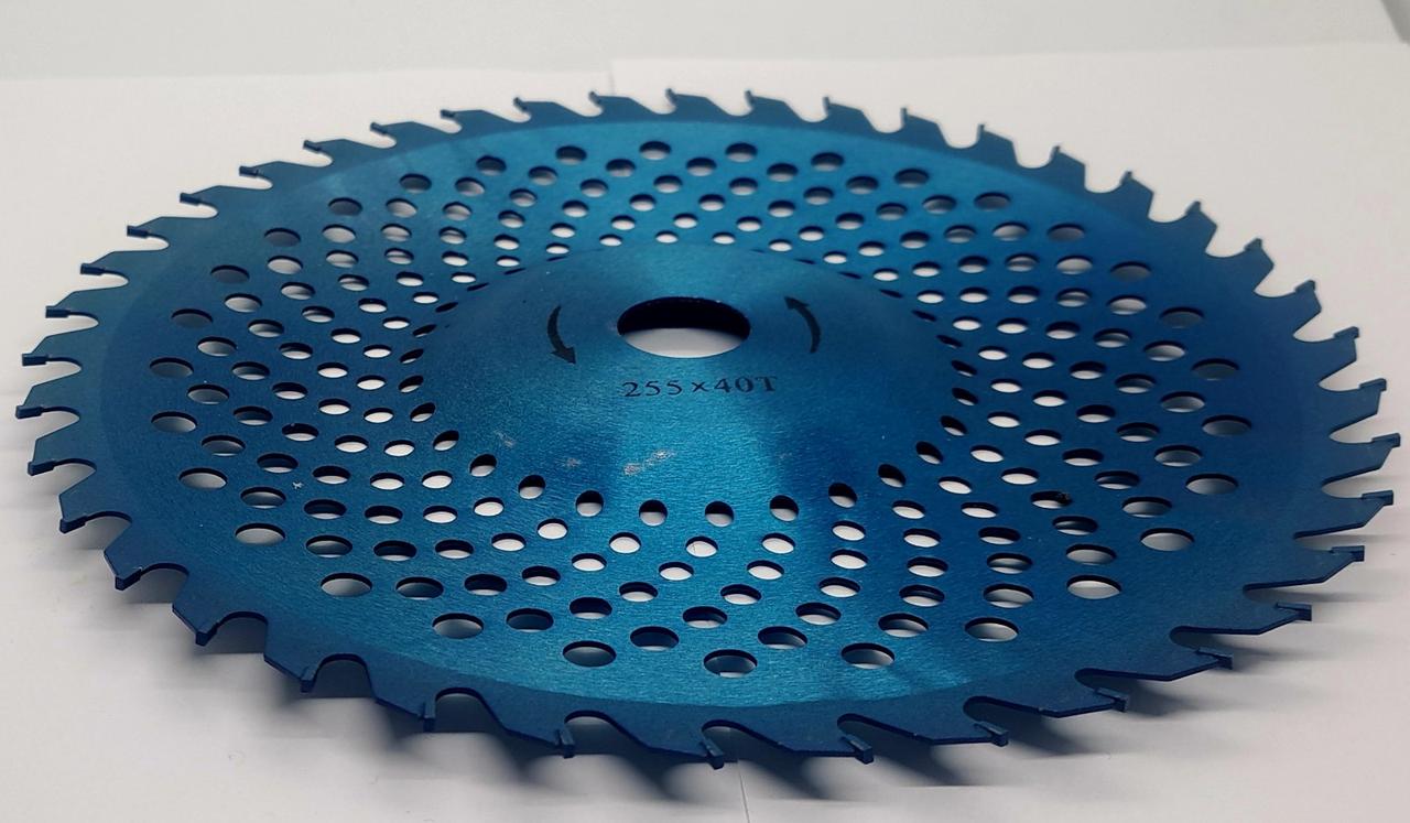 Победитовий вигнутий синій диск (Тарілка) для коси (255 мм, 25.4 мм, 40Т)