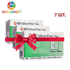 Голки для шприц-ручок BD Micro-Fine+ «МікроФайн» 4 мм 100 шт. 7 паковань
