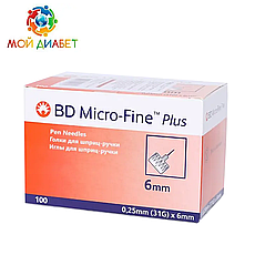 Голки для шприц-ручок BD Micro-Fine+ «МікроФайн» 6 мм 100 шт.