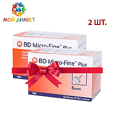 Голки для шприц-ручок BD Micro-Fine+ «МікроФайн» 6 мм 100 шт. 2 паковання
