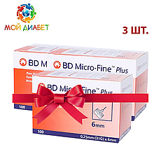 Голки для шприц-ручок BD Micro-Fine+ «МікроФайн» 6 мм 100 шт. 3 паковання