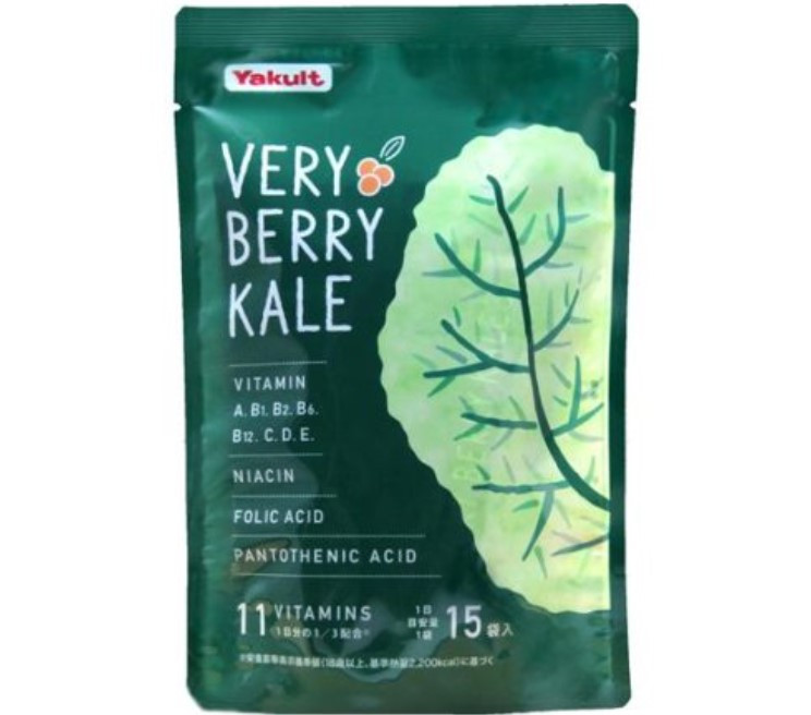 Yakult VERY BERRY KALE аодзіру з капусти Кале та журавлинний сік + 11 вітамінів, 15 саше по 3,6 г.