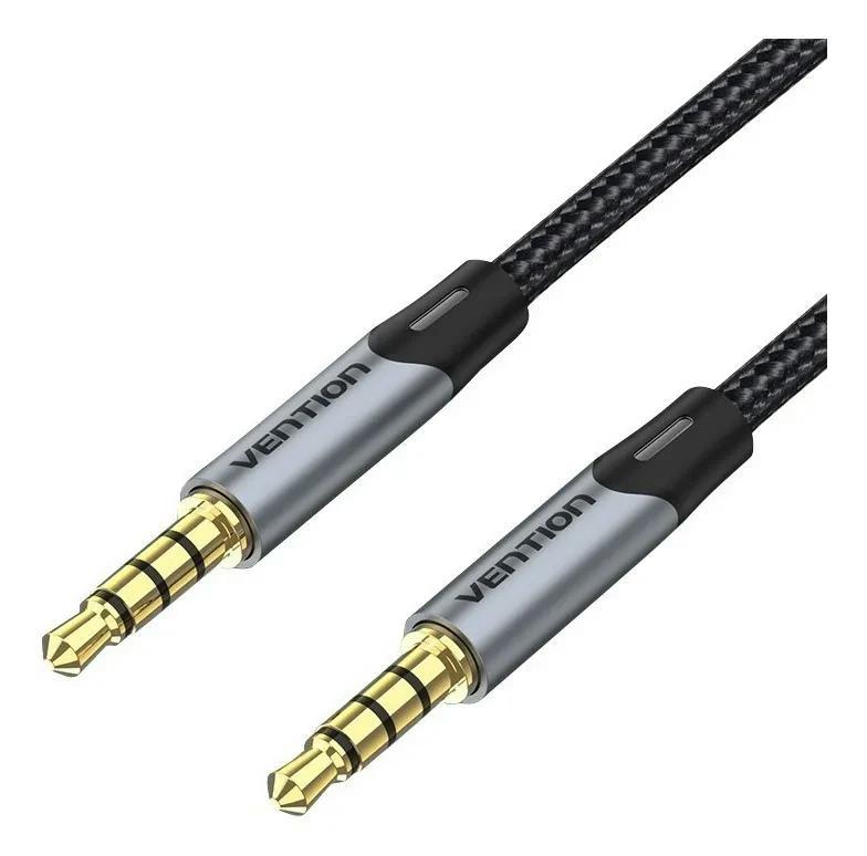 Аудіо кабель Vention TRRS AUX 3.5mm в нейлоновій оплітці з підтримкою мікрофону 1,5 м Чорний BAQHG