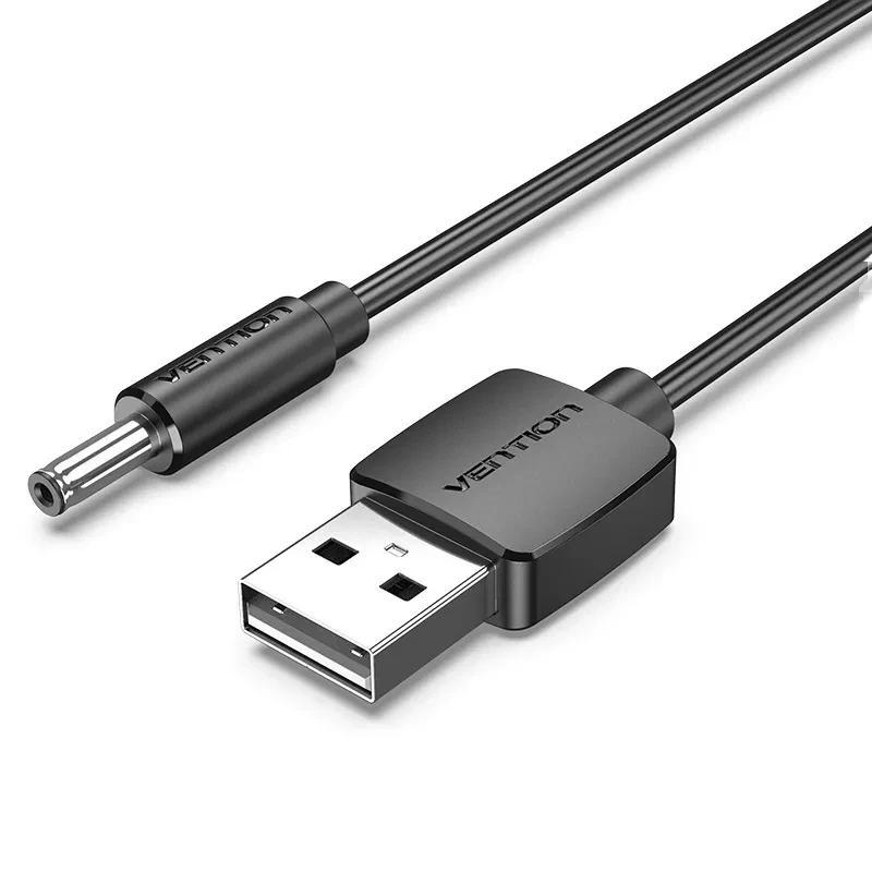 Кабель живлення Vention USB до DC 3.5мм х 1.35мм 5V 2A для зарядки для роутера, спліттера, камери 0,5 м Чорний CEXBD