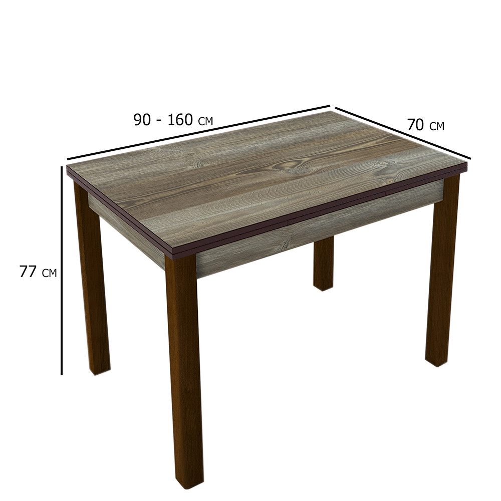 Розкладний стіл на кухню дракар Марсель 90-160х70 см на дерев'яних ніжках кольору горіх, фото 1
