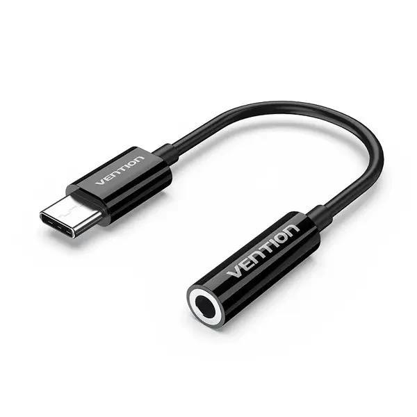 Аудіо перехідник Vention Type C на 3,5 мм AUX адаптер USB C на роз'єм 3,5 мм 0,15 м Чорний BGIBA