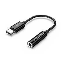 Аудио переходник Vention Type C на 3,5мм AUX адаптер USB C на разъем 3,5мм 0,15м Черный BGIBA