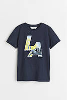 Синяя летняя футболка для мальчика H&M 8-10 лет 134-140 см