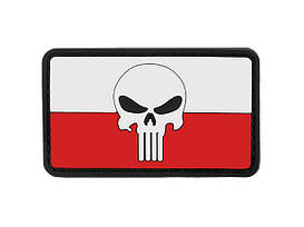 Шеврон ПВХ патч "FLAG SKULL POLAND" прапор Польщі і череп (8 х 4,5 см) [8FIELDS]