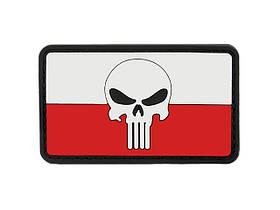 Шеврон ПВХ патч "FLAG SKULL POLAND" прапор Польщі і череп (8 х 4,5 см) [8FIELDS]