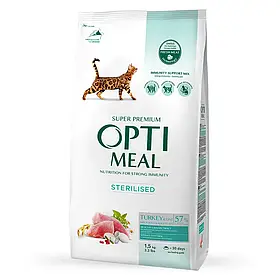 Сухий корм для стерилізованих котів Optimeal Adult Cat Sterilised Turkey With Oat 1,5 кг (індичка та овес)
