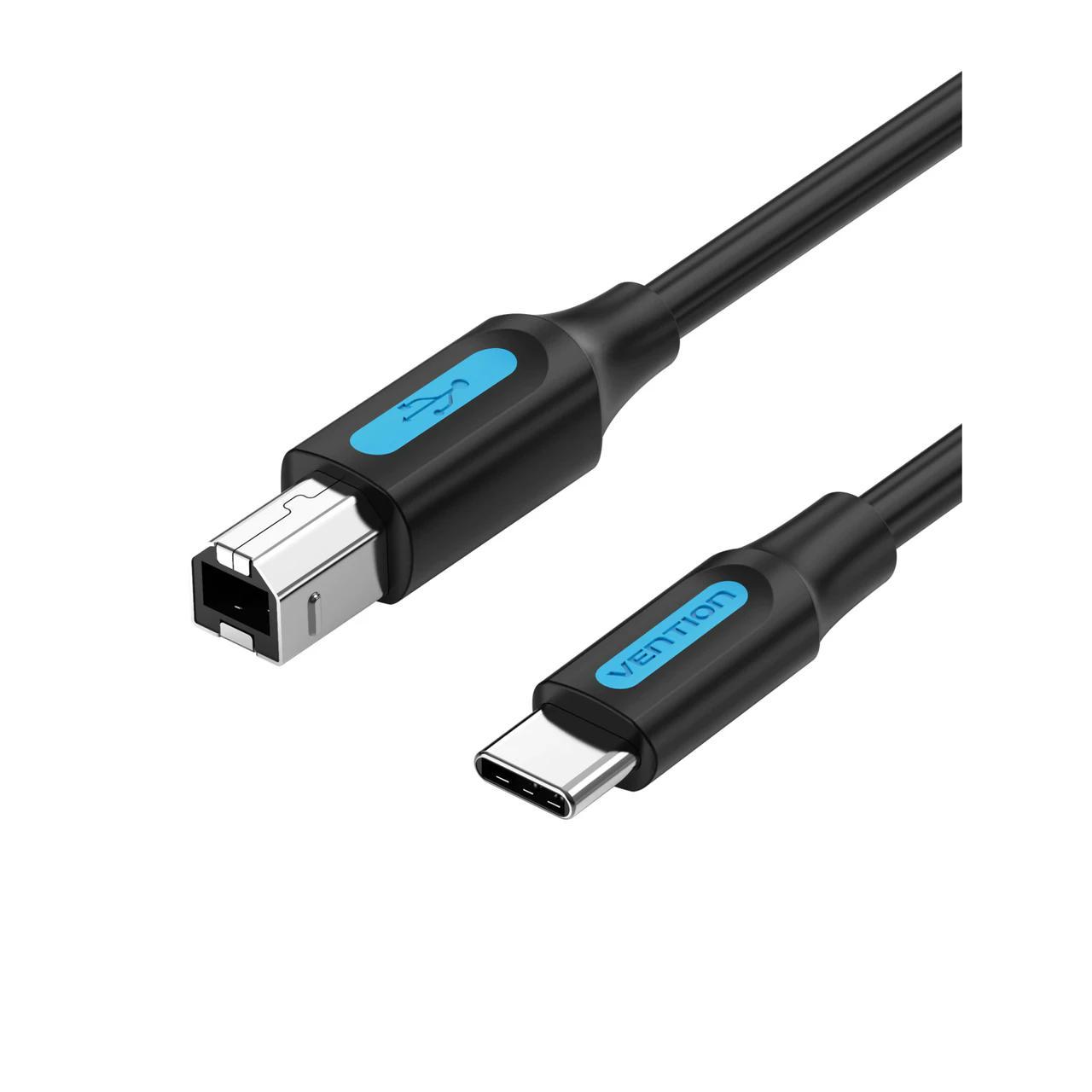 Кабель Vention Type-C до USB-B для принтера з потужністю 2 Ампер USB-C 2.0 до USB-B 1 м Чорний CQUBF
