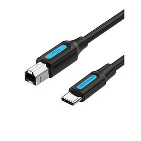 Кабель Vention Type-C до USB-B для принтера з потужністю 2 Ампер USB-C 2.0 до USB-B 1 м Чорний CQUBF