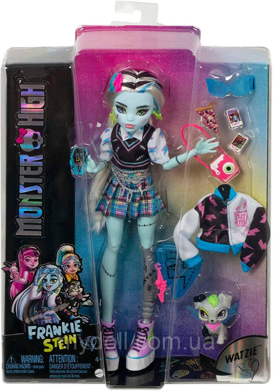 Лялька Монстер Хай Френкі Штейн Monster High Frankie Stein Doll з аксесуарами та вихованцем HHK53 Mattel Оригінал