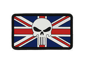 Шеврон ПВХ патч "FLAG SKULL UNITED KINGDOM" прапор Великої Британії (Юніон Джек) і череп (8 х 4,5 см) [8FIELDS]