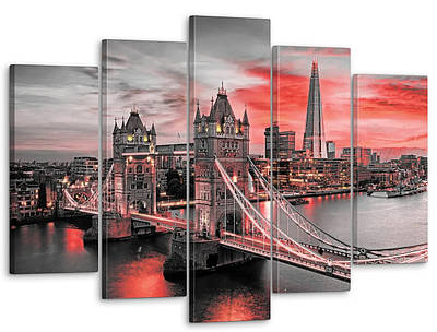 Модульні картини в зал, модульні картини для інтер'єру, картини для офісу модульні, сучасна картина Лондон 80x125 см