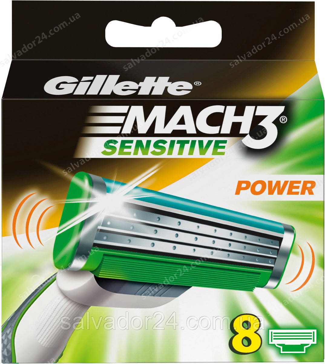 Gillette Mach3 Sensitive Power 8 шт. в пакованні змінні касети для гоління, оригінал