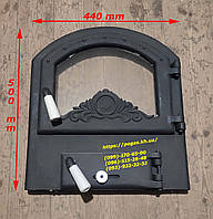 Дверцята чавунна з жароміцним склом 440х500 мм печі, барбекю, камін, грубу