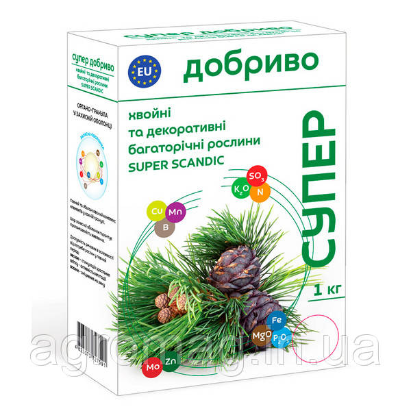 Добриво СУПЕР для хвойних та декоративних багаторічних рослин SUPER SCANDIC1 кг