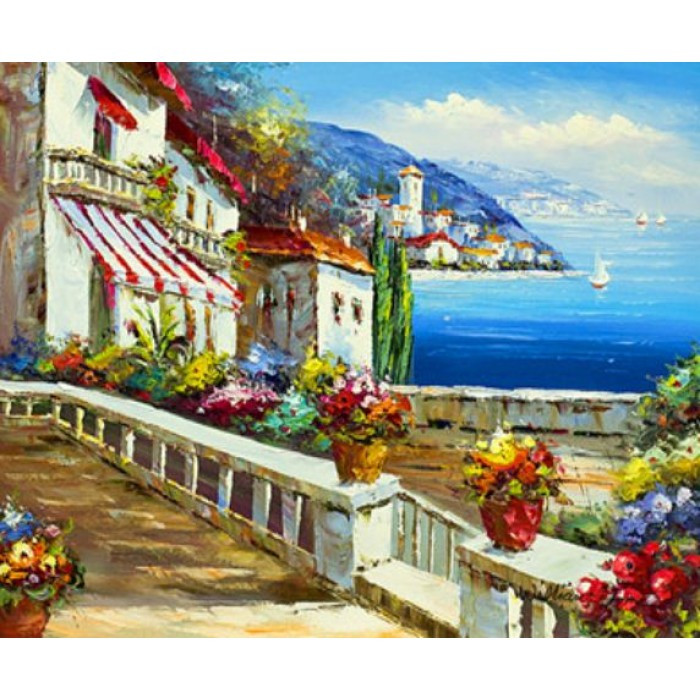 Картина за номерами 30х40 см DIY (без коробки) Місто біля моря (EKTL2203_O), фото 1