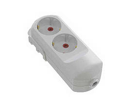 Колодка 2 гнізда з заземленням, біла ТМ Neomax