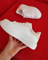 38 р Крипери під Alexsander McQueen БІЛІ з Рожевим на шнурках-стрічках екошкіра жіноча