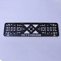 Рамка номера MITSUBISHI "защелка" 3D напис Хромована (Поліпроп./ гнучкий морозостійкий)