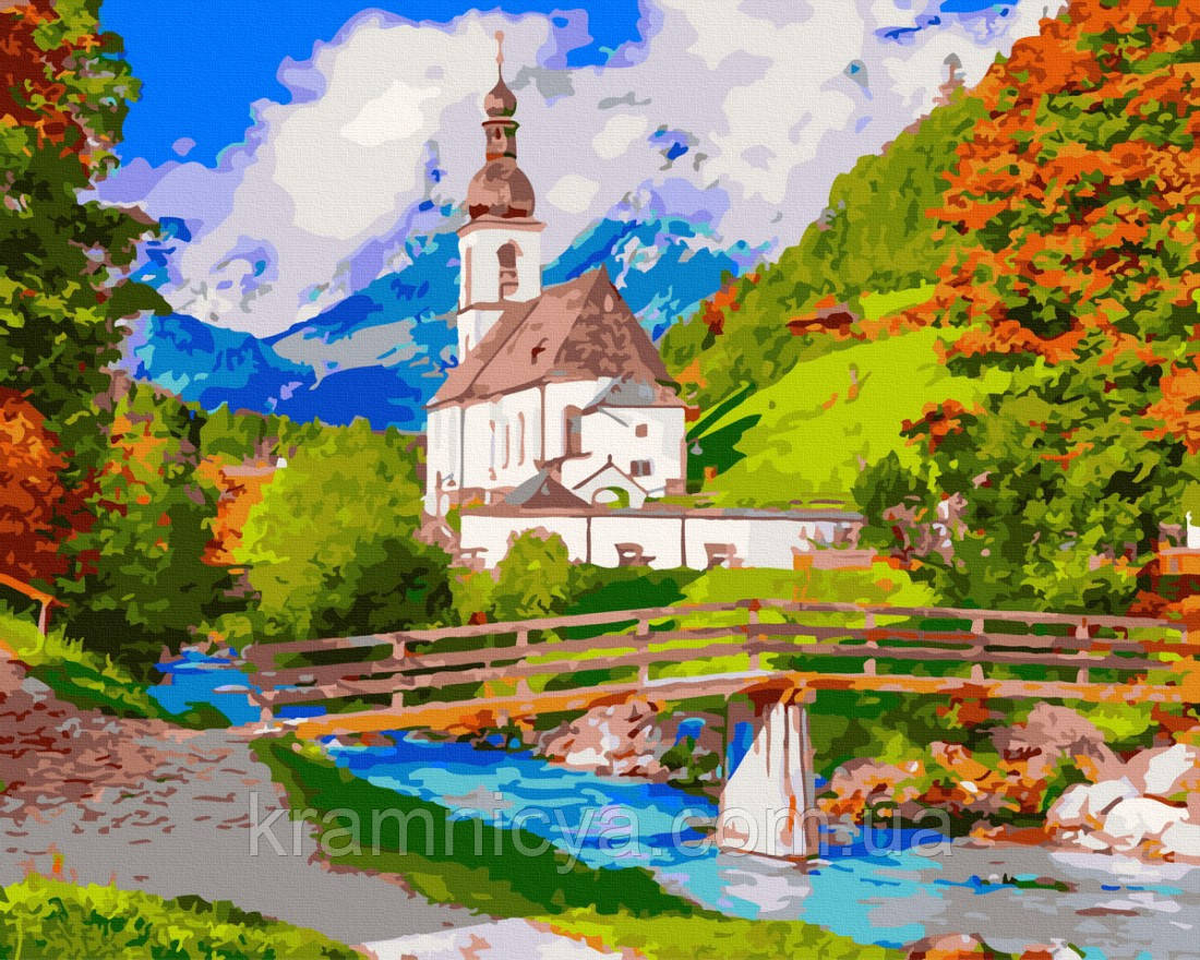 Картина за номерами Каплиця у горах, 40х50 Rainbow Art (GX45143)