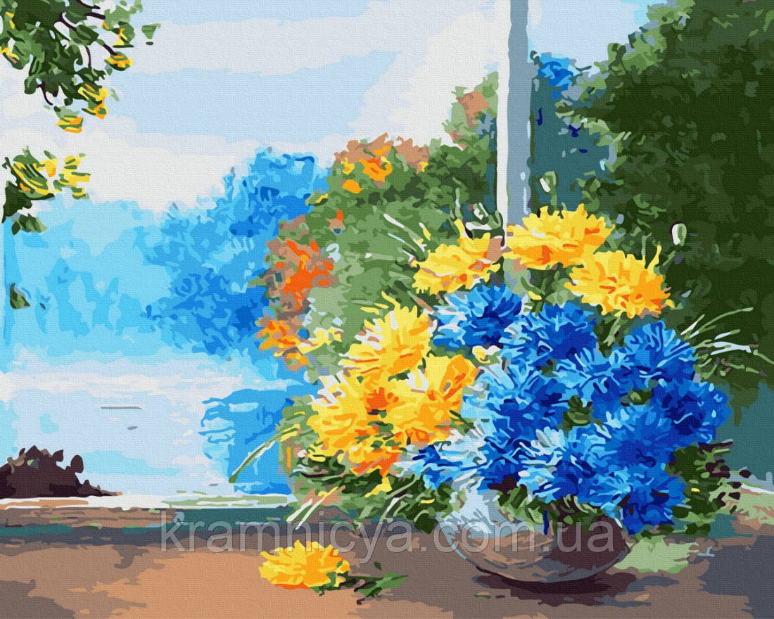 Картина за номерами Жовто-блакитний букет, 40х50 Rainbow Art (GX45170), фото 1