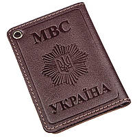 Компактная обложка на документы МВС Украины SHVIGEL 13979 Коричневая обложка для удостоверения