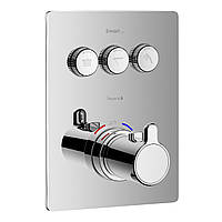 SMART CLICK змішувач для ванни, термостат, прихований монтаж, 3 режими, кнопки з регулюванням потоку,
