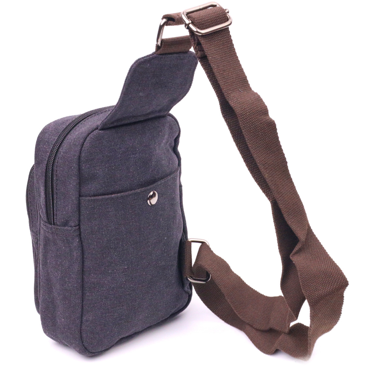 Мужская небольшая сумка через плечо из плотного текстиля 21229 Vintage черная текстильная сумка-слинг - фото 2 - id-p1815230830