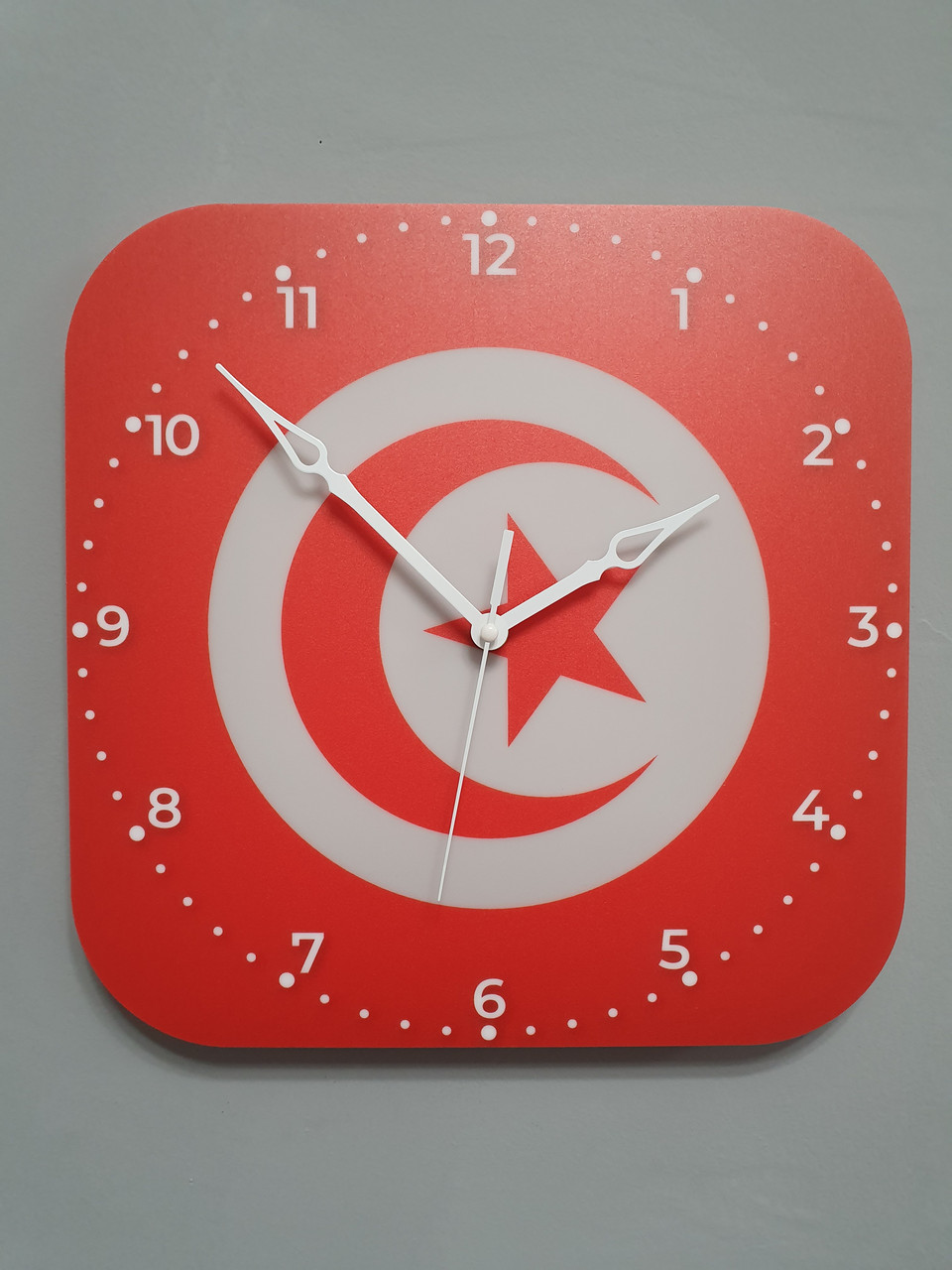 Настінний годинник прапор Тунісу, подарунок тунісцю, туніський декор, фото 1