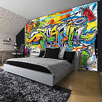 Фото шпалери з написом на стіни  254x184 см Барвисті графіті для підлітків (1400P4)+клей